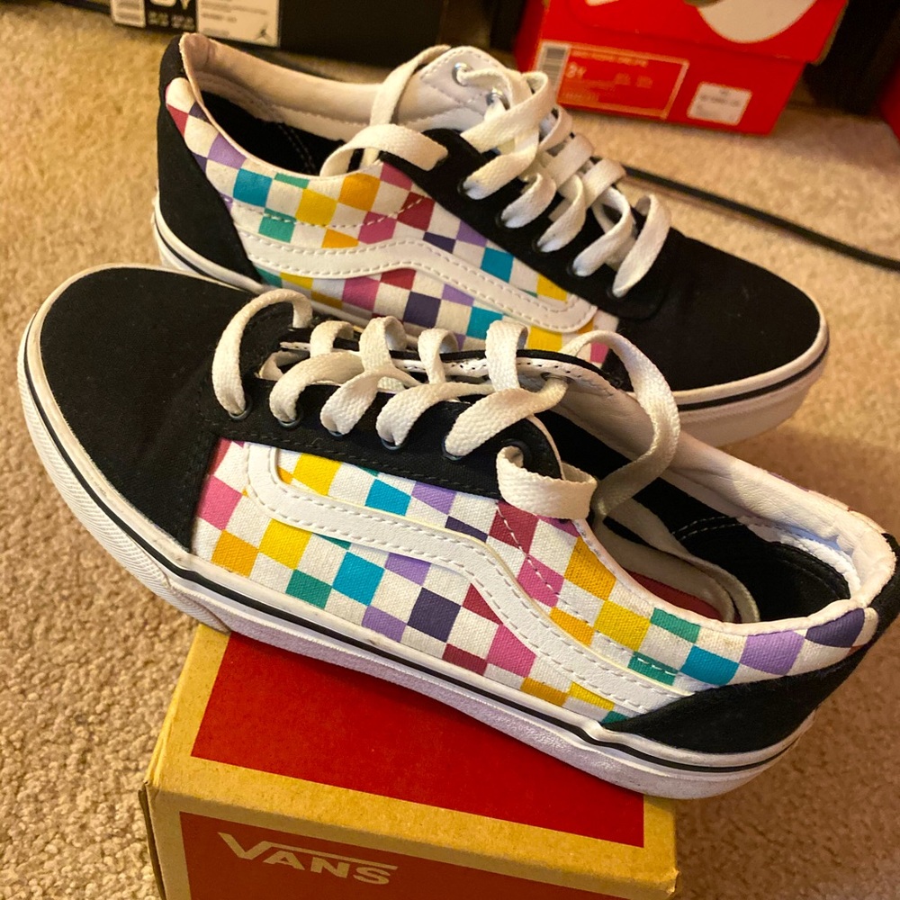 Girls Colorful Checkered Vans
